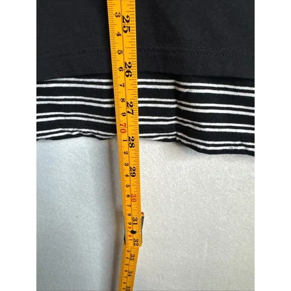 J. Jill Black Layered Striped Long Sleeve Top XL Womens Contrast Hem - Picture 5 of 8